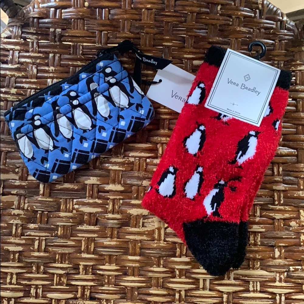 Vera Bradley coin purse + fuzzy socks